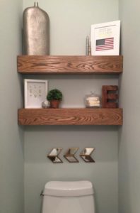Floating Shelves Decorated in Bathroom