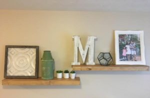 Decorated Wooden Floating Shelves