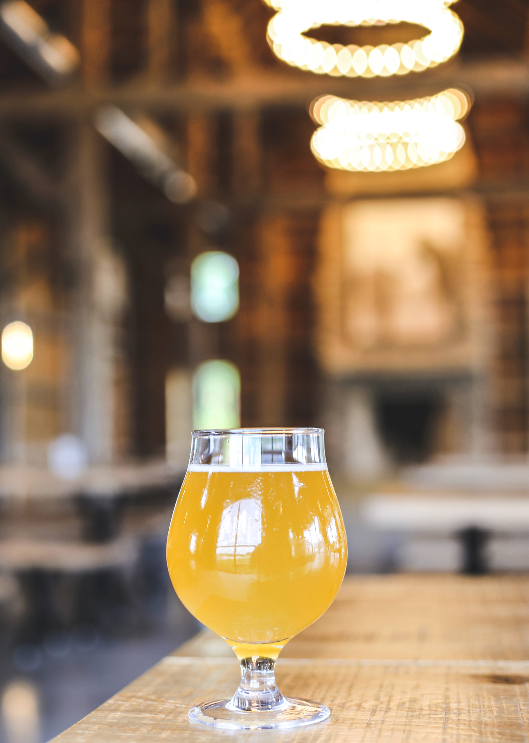 draft beer in a glass on a table