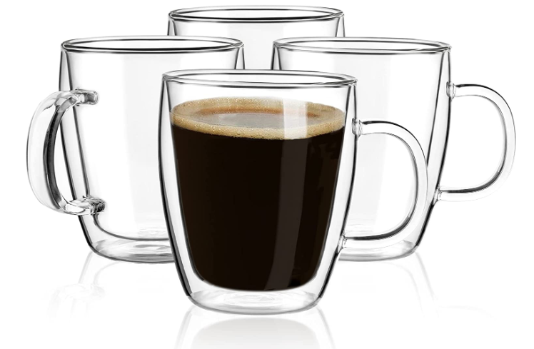 Double wall modern glass coffee cups