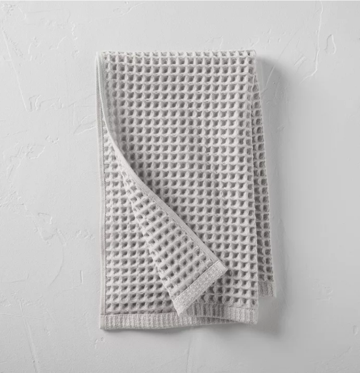 Gray waffle weave hand towel bathroom decor