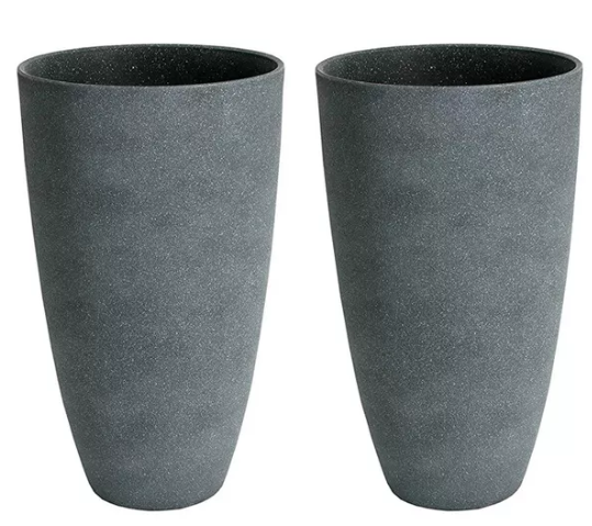 Gray Stucco Style Outdoor Vase Backyard Decor