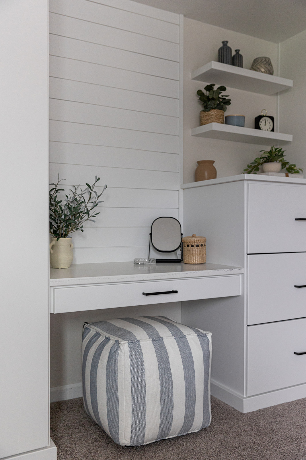 Custom built in with vanity/desk, dresser and closet, with accessories