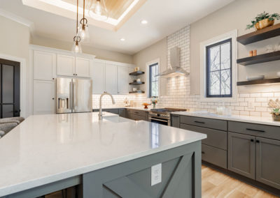 Gray and white modern farmhouse kitchen design