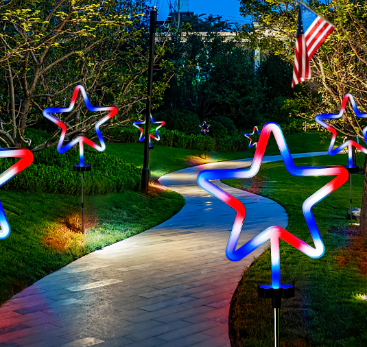 Large walkway red white and blue stars 