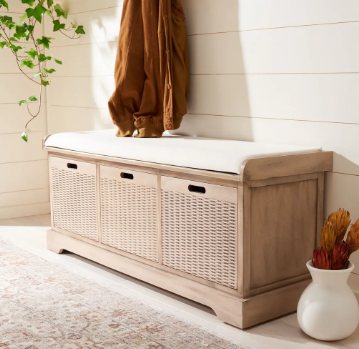 storage bench with cushion and drawer fall decor organization